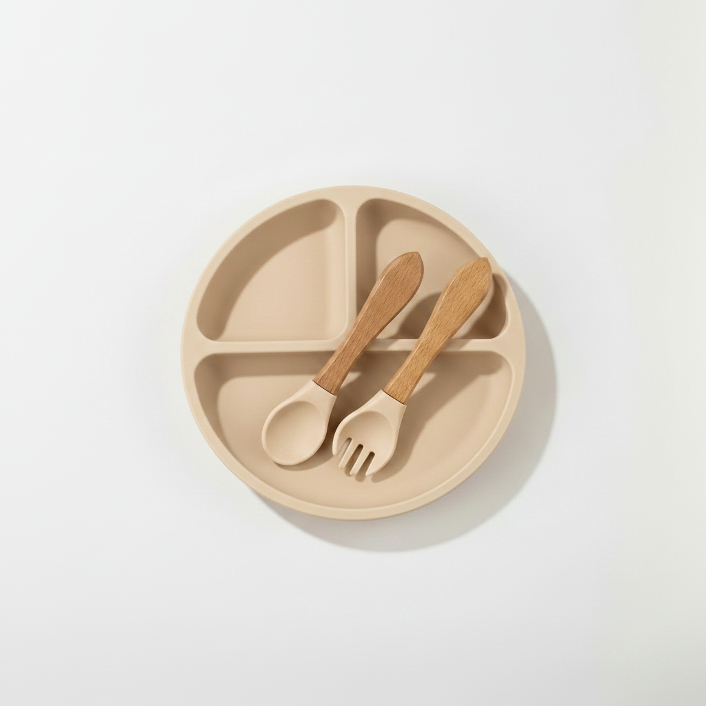 Beige Silicone Plate Set