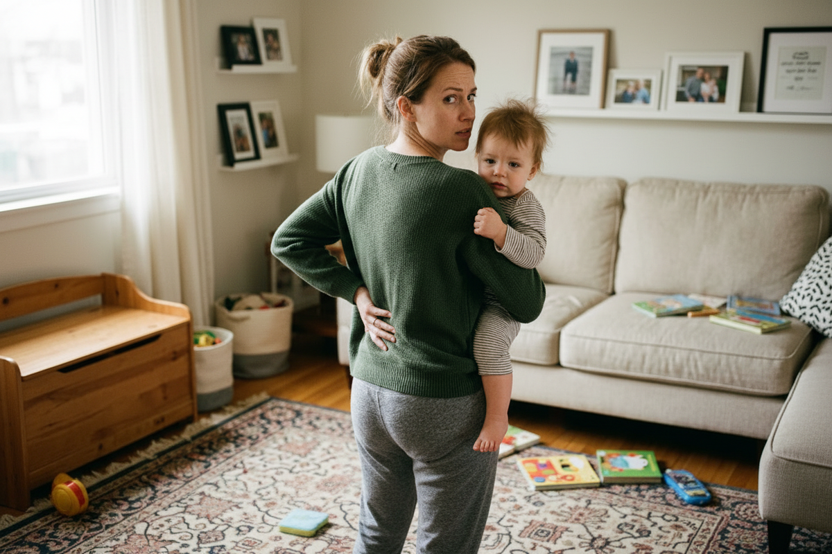Mom with back strain, no carrier
